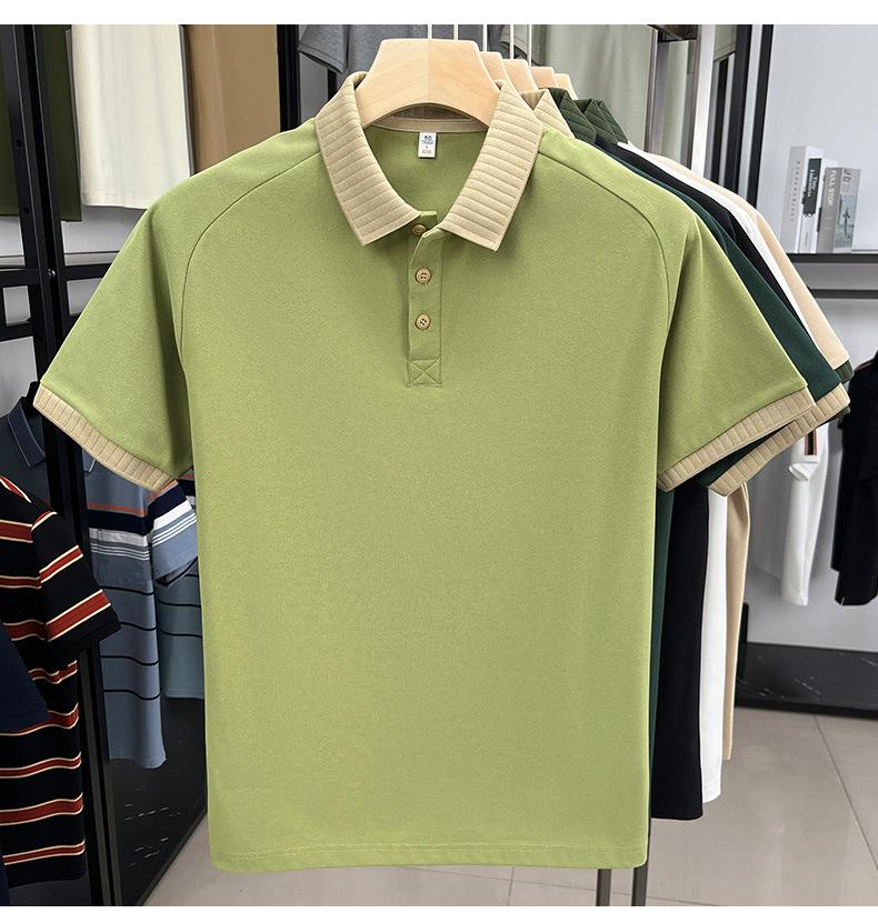 Men'S Lapel Short Sleeve Polo Shirt T-Shirt Short Sleeve High End Lapel Company Men'S Culture Top