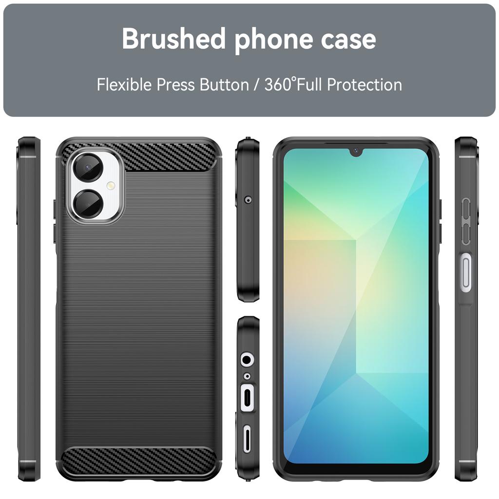 For Samsung Galaxy A06 5G Etui Beskyttende Deksel Karbonfibertekstur Børstet