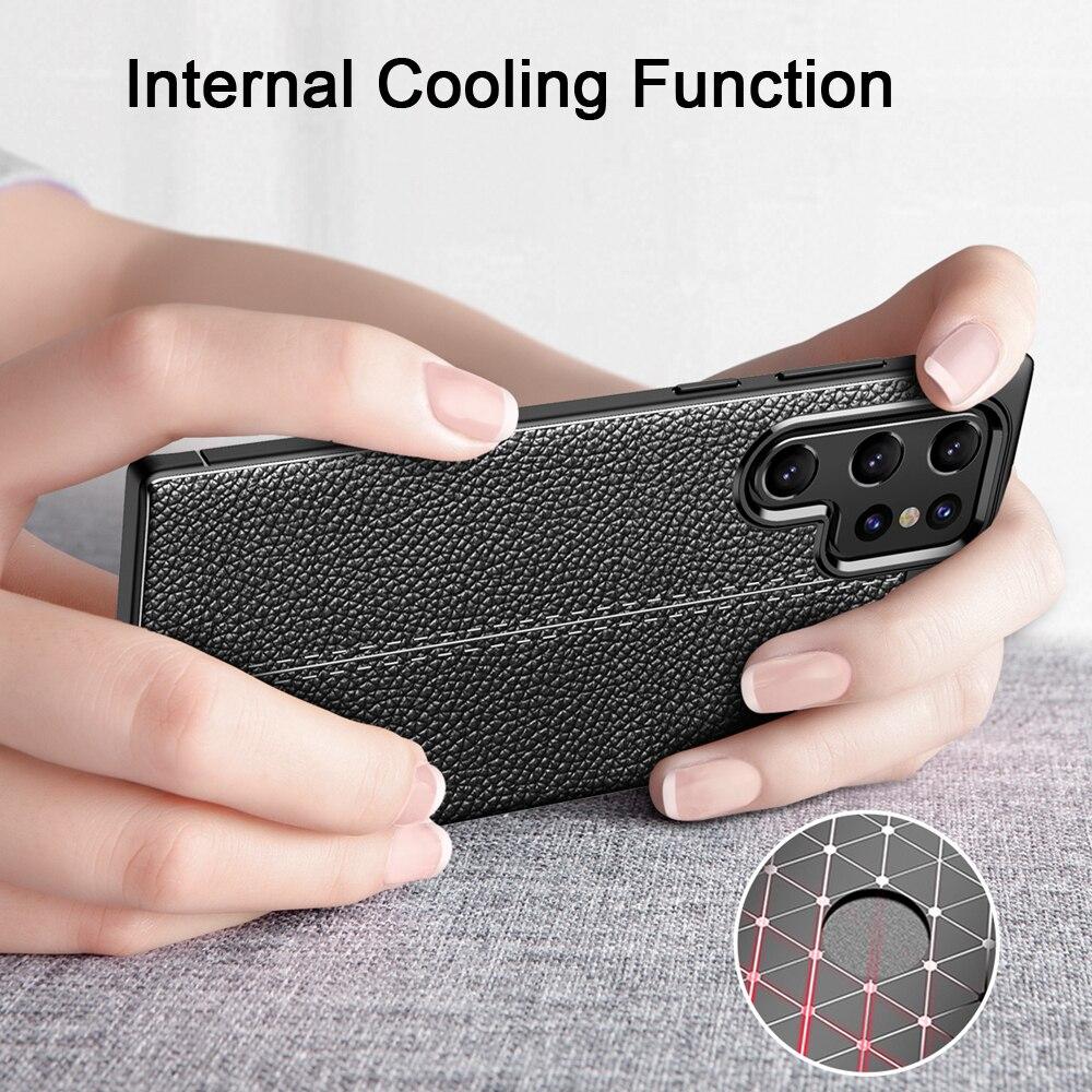 KEYSION Stoßfeste Hülle für Samsung S22 Ultra 5G S22+ Plus S21 FE Lederstruktur Silikon Handyhülle für Galaxy Note 20 Ultra