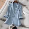 Tencel Linen Small Blazer Women's Seven-quarter Sleeve Spring and Summer New Korean Version Temperament Slim and Thin Suit Women's Top