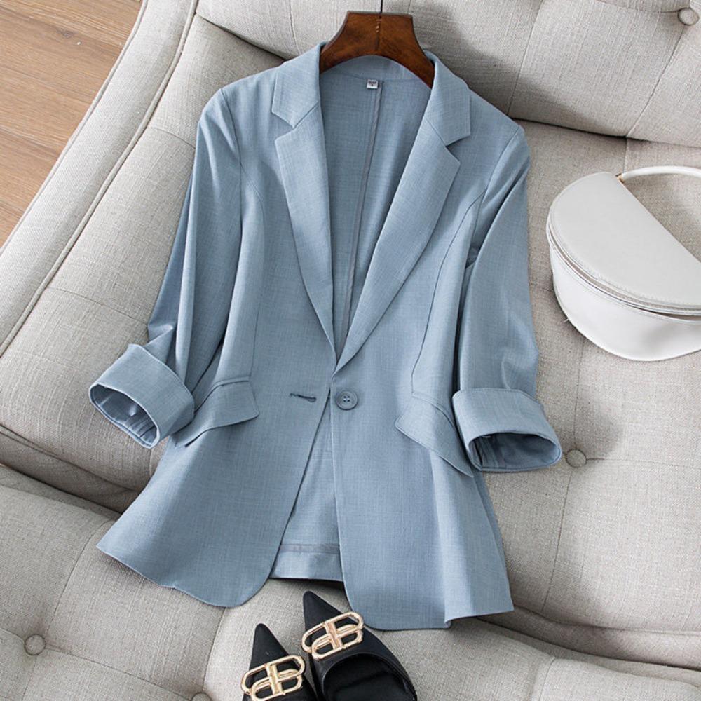 Tencel Linen Small Blazer Women's Seven-quarter Sleeve Spring and Summer New Korean Version Temperament Slim and Thin Suit Women's Top