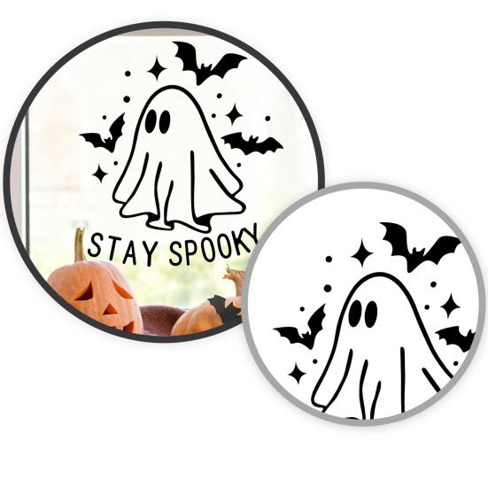 xiaobudian Halloween Cartoon Ghost Window Cling, Waterproof Bat Static Glass Sticker, Removable No Adhesive Sticker for Holiday Party