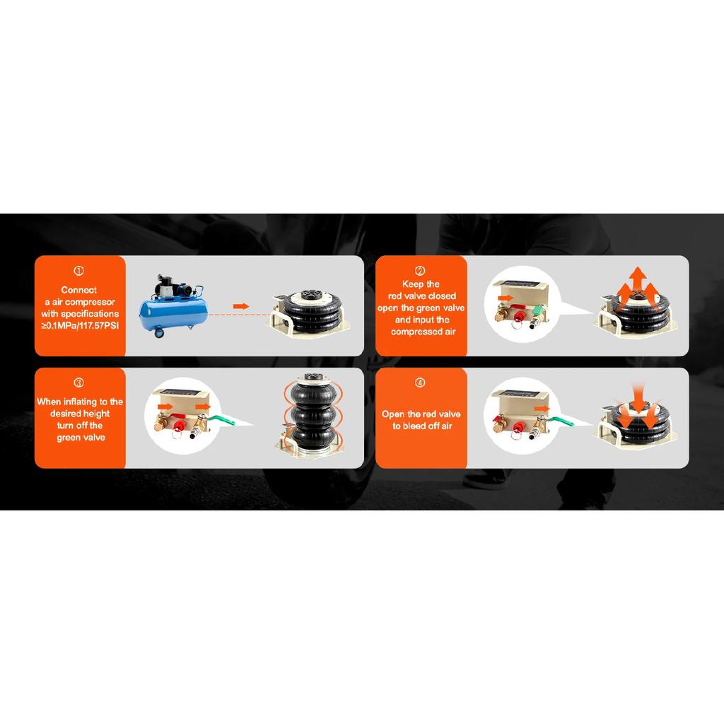 SucceBuy Cric Pneumatic 3 Tone cu Pungă Dublă Cric Pneumatic Cric cu Pungă Ridicare Rapidă 3-5s Cric Pneumatic pentru Mașini cu Mâner Scurt