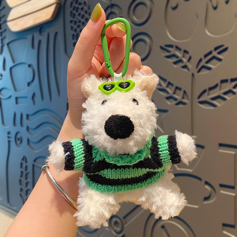 Cartoon West Highland Plush Keychain - Cute Girl Doll Backpack Pendant