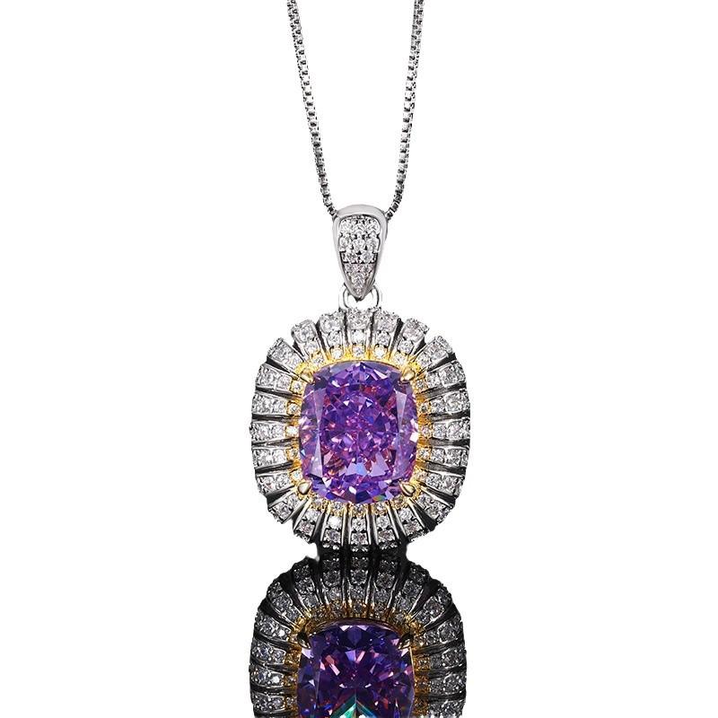 Jewelry High Carbon Diamond Ice Flower Cut Colored Diamond Copper Inlaid Light Luxury Pendant 1 Set 0 * 12