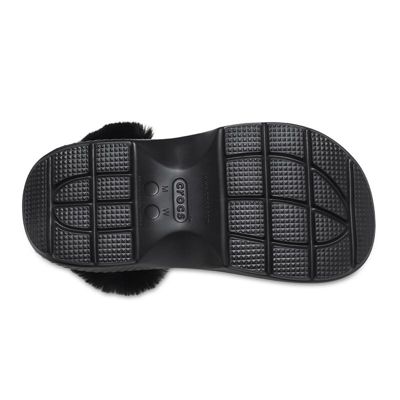 Crocs Stomp Lined Clogs EVA Comfortable and Warm Unisex Black Plush Part Is Not Removable