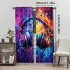 Colorful Headphone Printed Curtains, Pole Bag Home Decoration, Room Decoration