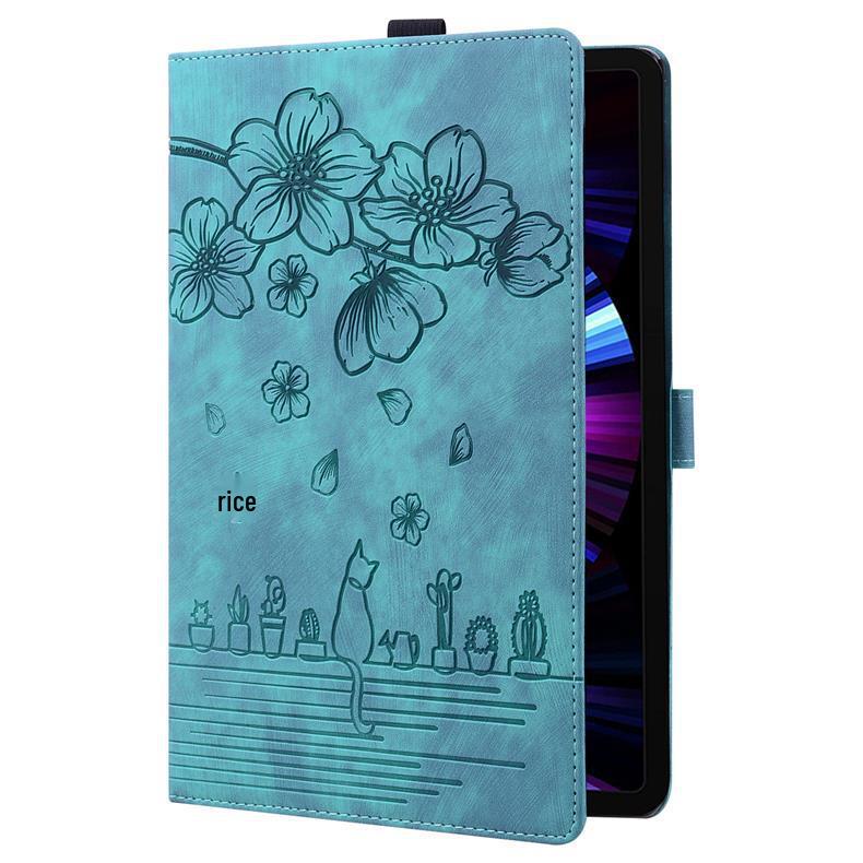 iPad Air 13-inch 2025 Leather Case, Cherry Blossom Cat Design, Card Slot, Stand Compatible with iPad 10.9 and Pro 11-inch