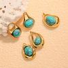 Blue Tiger Eye Stone Pendant Women's Necklace, 18K Gold Titanium Steel Oval Accessory