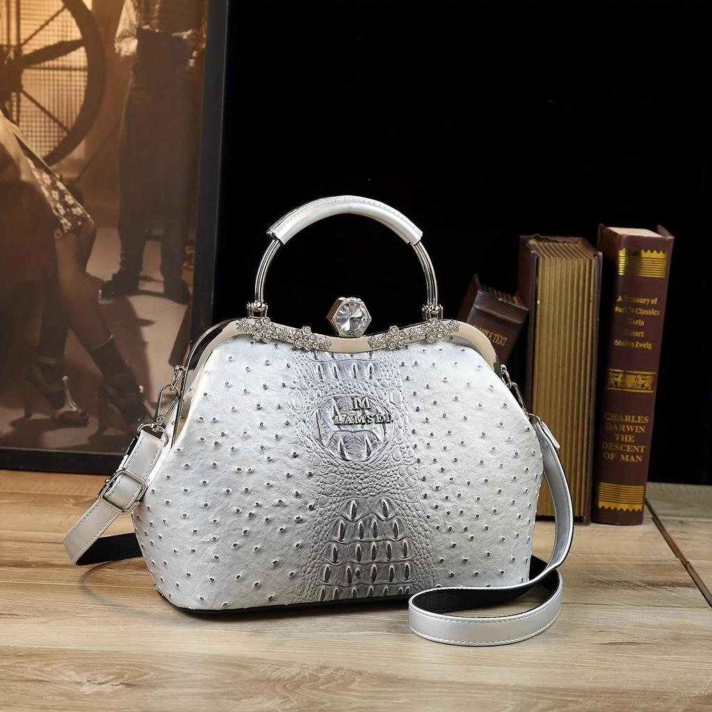 2025 Luxury Women's Soft Leather Shoulder & Crossbody Bag with Ostrich Pattern
