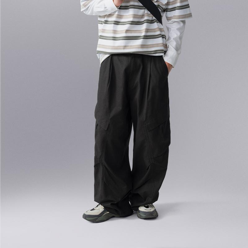 Li Ning CF Suo Solid Color Loose Wide Leg Comfortable Casual Pants Men Bottoms Dark-Green AKXU503-1