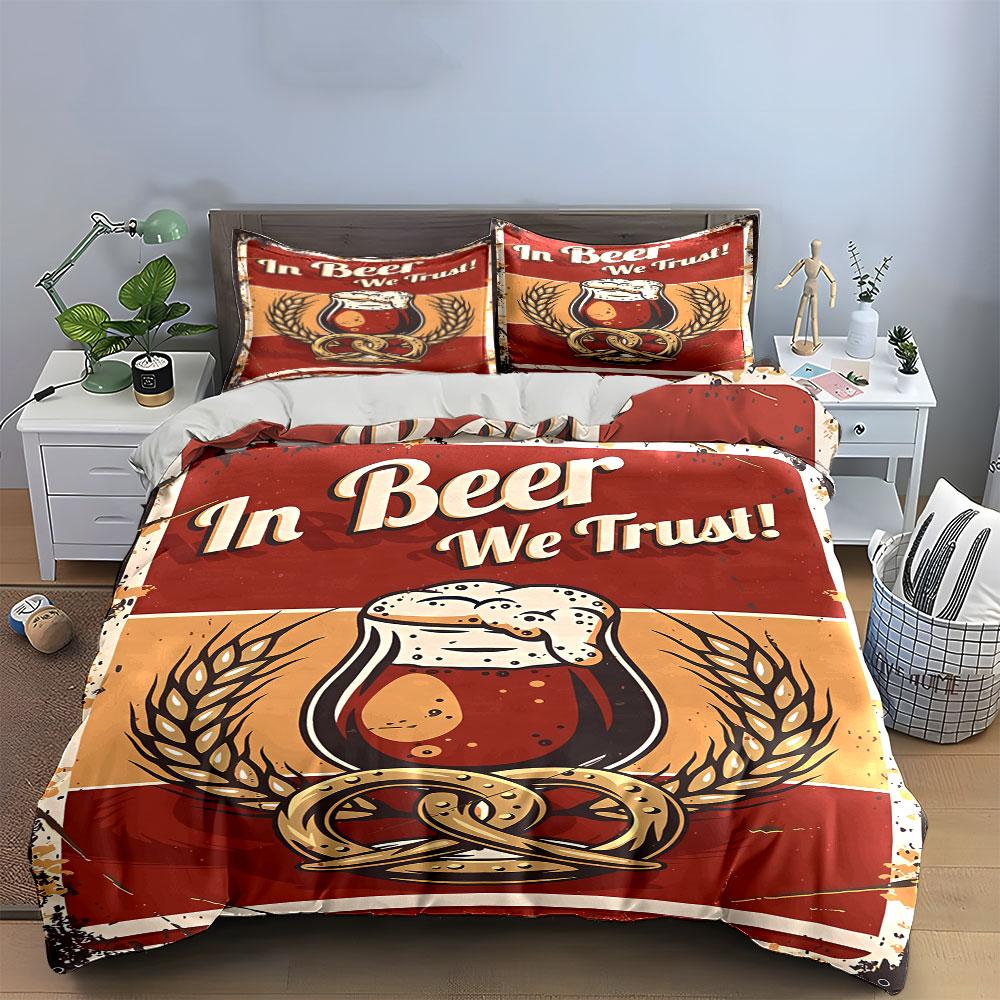 Beer glass, pretzel, wheat. Bedding sets Duvet cover sets Duvet covers Pillowcases(1* Duvet Cover 2* Pillowcases without duvet insert)