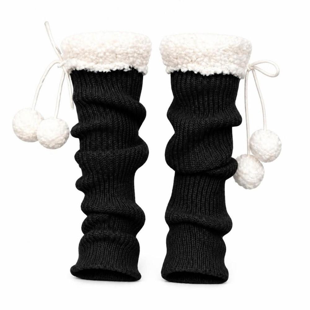 1pair Solid Color Knitted Leg Warmers Warm Winter Foot Cover Cute Mid-Calf Length Socks Girl