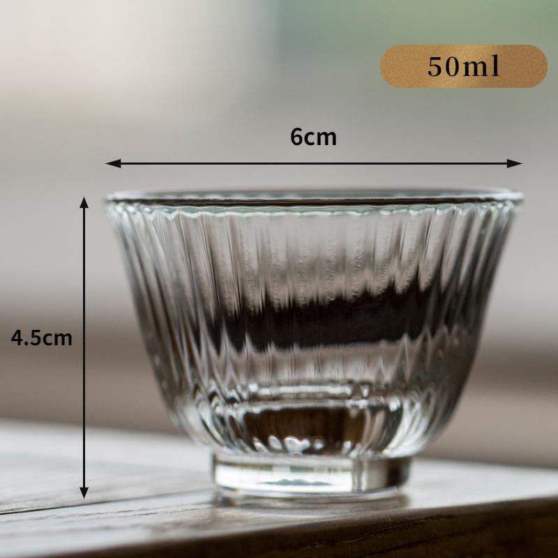 Japonský žáruvzdorný skleněný okvětní lístek Šálek vůně Průhledný svislý šálek na šálek Single Master Cup Šálek na víno Small Sake
