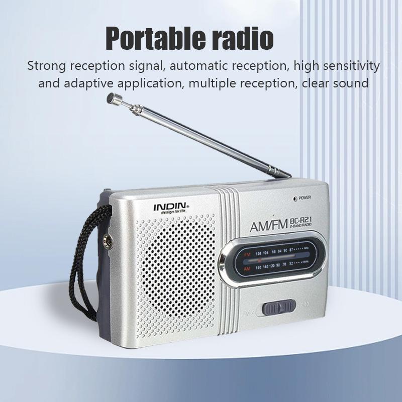 

BC-R21 Портативный AM FM радиоприемник плеер встроенный динамик со стандартными наушниками 3,5 мм портативный легкий ультратонкий серебряный