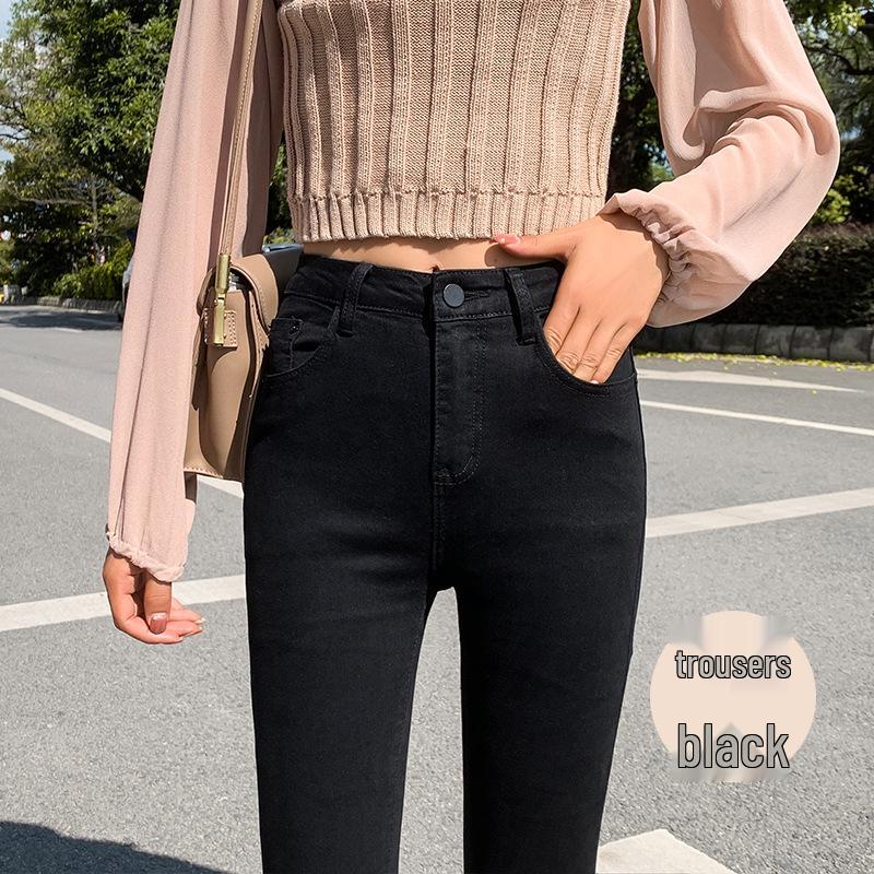 Women s High Waist Stretchy Skinny Black Jeans, Plus Velvet, Thickened, Plus Size, Spring Collection 27