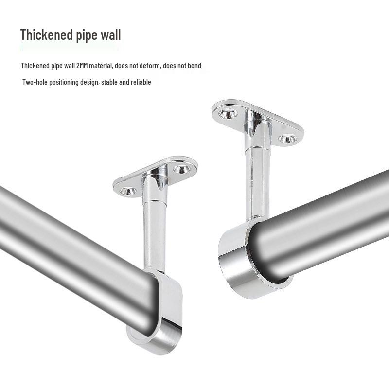 Stainless Steel Wall-Mounted Rod Holder for Clothes, Towels, or Curtains