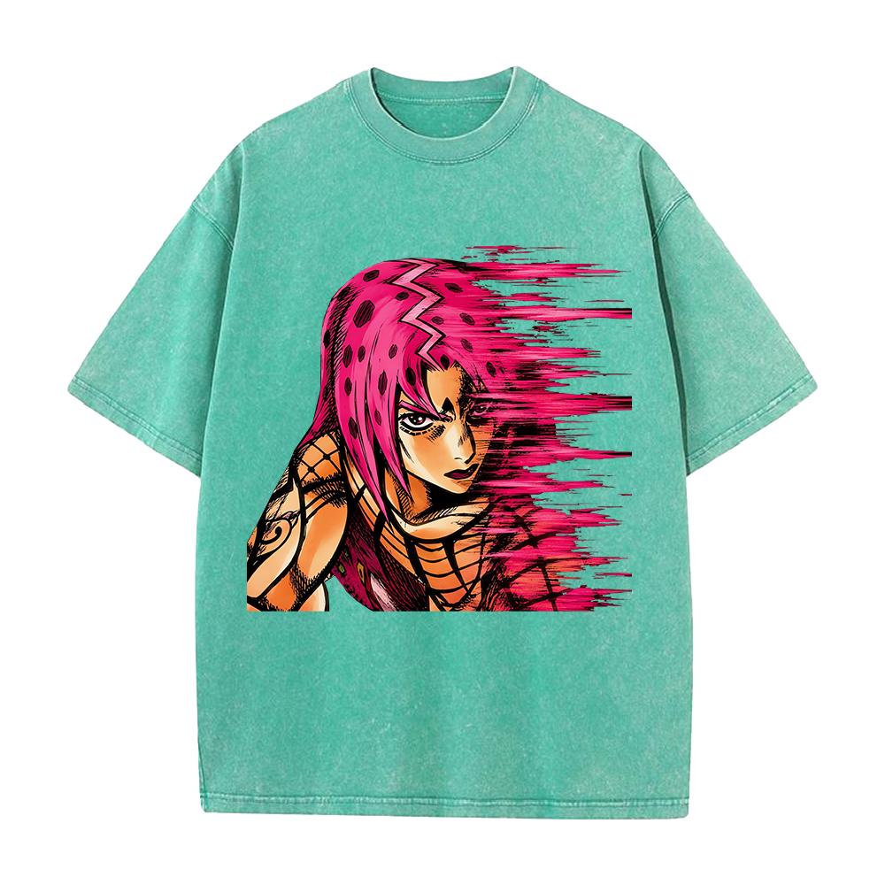 JoJo's Bizarre Adventure Diavolo King Crimson Printed Streetwear Men Women Washed Cotton T-shirts Vintage T Shirt Loose Clothing