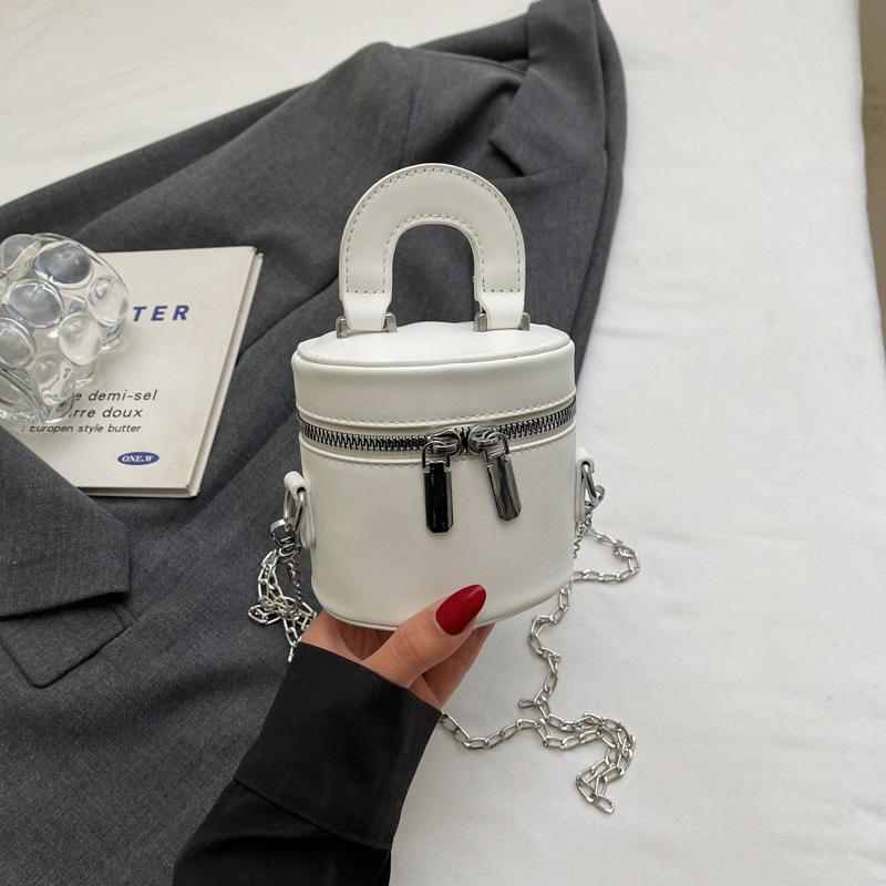 Fashion personalized bucket bag shoulder bag new double zipper design messenger bag feeling handbag