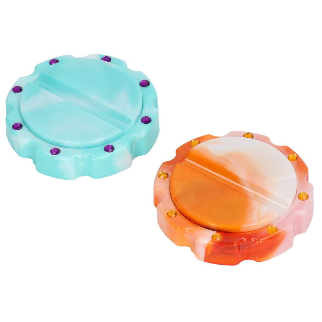 2 Pcs Cyan Yellow Portable Storage Disc Needle Sucker Round Plastic Magnetic Sewing Needle Holder with 32 Needle