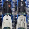 Unisex Oversized Hoodie With Cross Print Vintage Washed Cotton Streetwear Fall Casual Sweatshirt