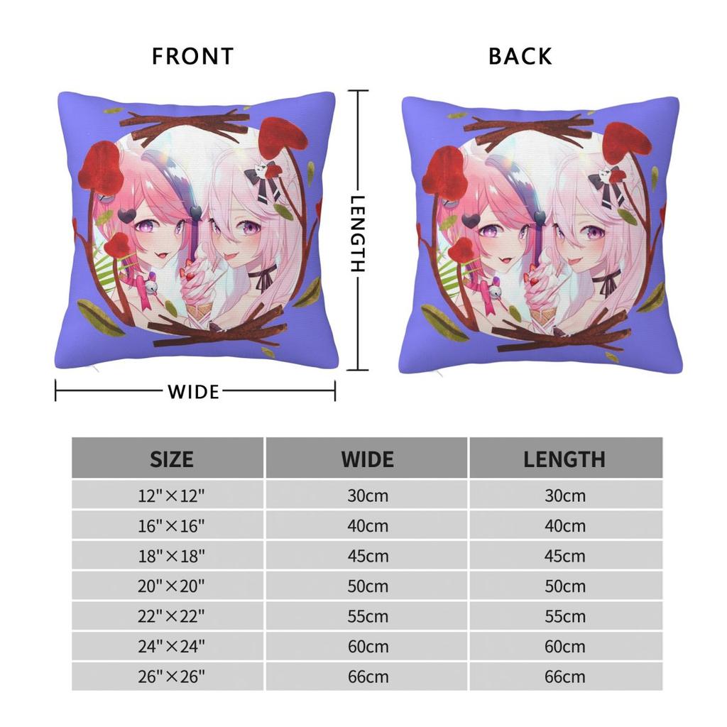 Vshojo Ironmouse Anime Cute Vtuber Square Pillowcase Cushion Cover Pillow Case Throw Pillow Cover for Home Sofa Living Room