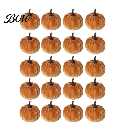 Reusable Halloween Decorations 20 PCS Velvet Pumpkin Decorative Ornaments, Multi-Color Artificial Fall Harvest Decor Tiered Tray for