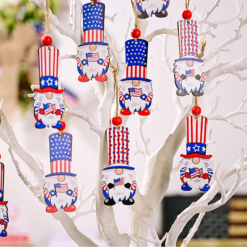 Independence Day Wooden Box Pendant Desktop Decoration Tree Hanging