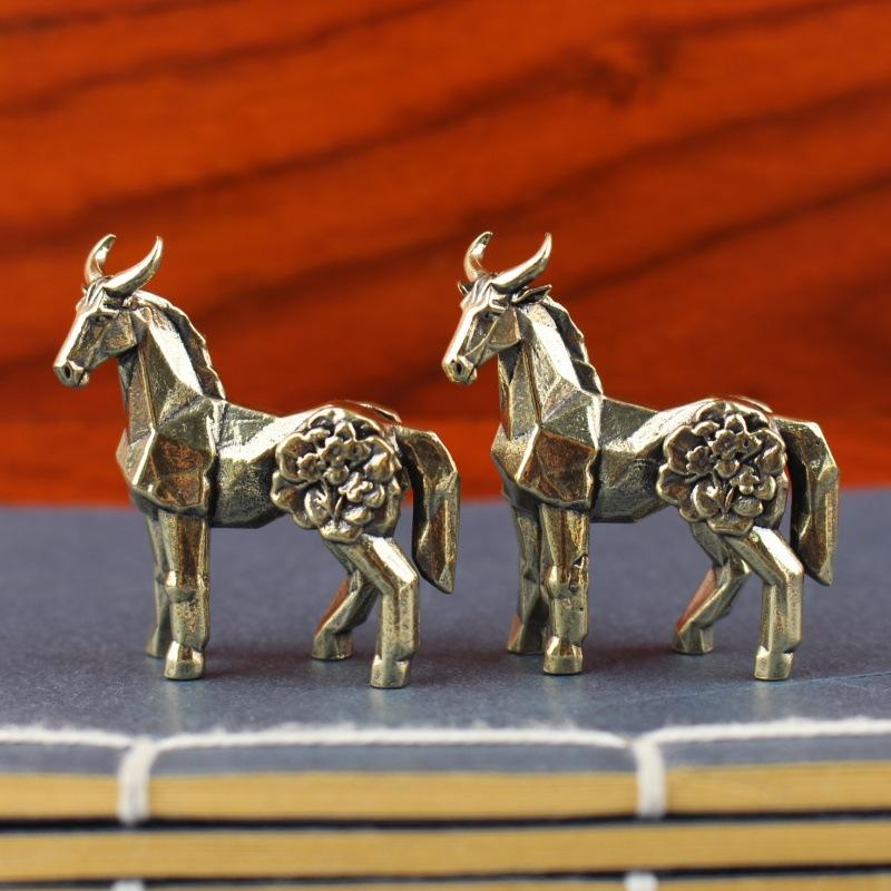Horse Figure Home Decor Ornament, Zodiac Sign, Horse Brass Statue Ornament Get Rich Immediately, Handicraft, Brass Ornament A