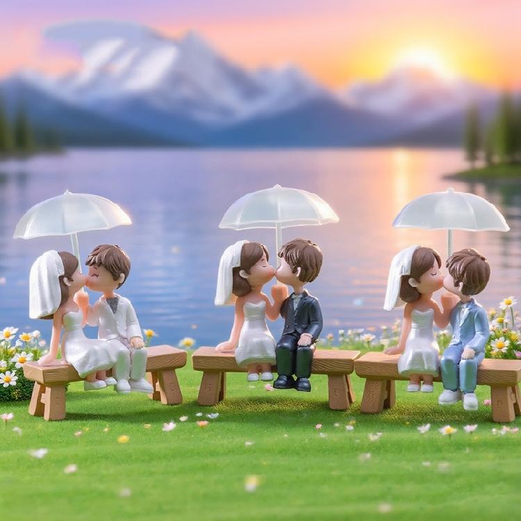 Miniatur-Paarfiguren, Kuss-Puppen Kuchendekoration Feengarten Zubehör für Mikrolandschaften, Blumentöpfe, Bonsais Bastelarbeiten