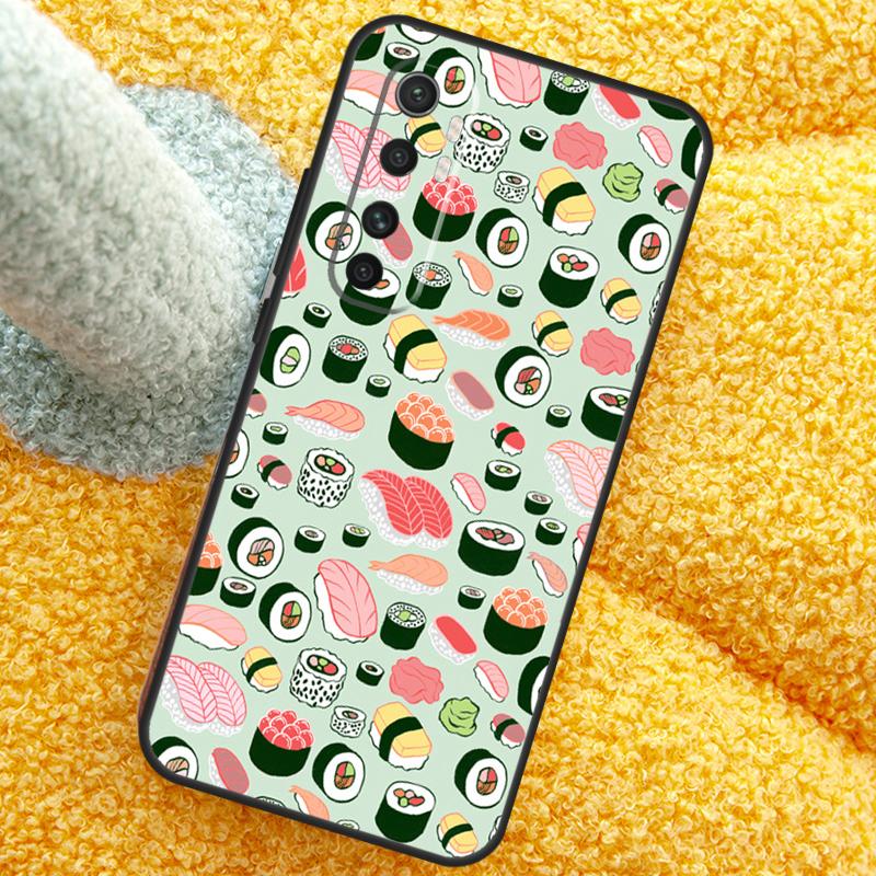 Kawaii Sushi Pattern Case For Xiaomi 17 Pro Max 13 14 15 Ultra 13T 14T 15T Cover For POCO X7 X5 X6 F5 F6 F7 F8 Pro