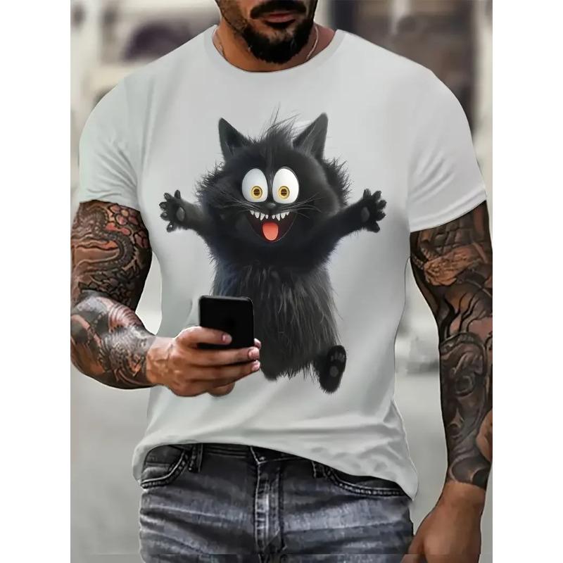 T-shirt for Men Cute Dog 3D Printed Crew Neck Short Sleeve  Summer Outdoor Pullover Top Tees Sport Streetwear Oversized Tshirt