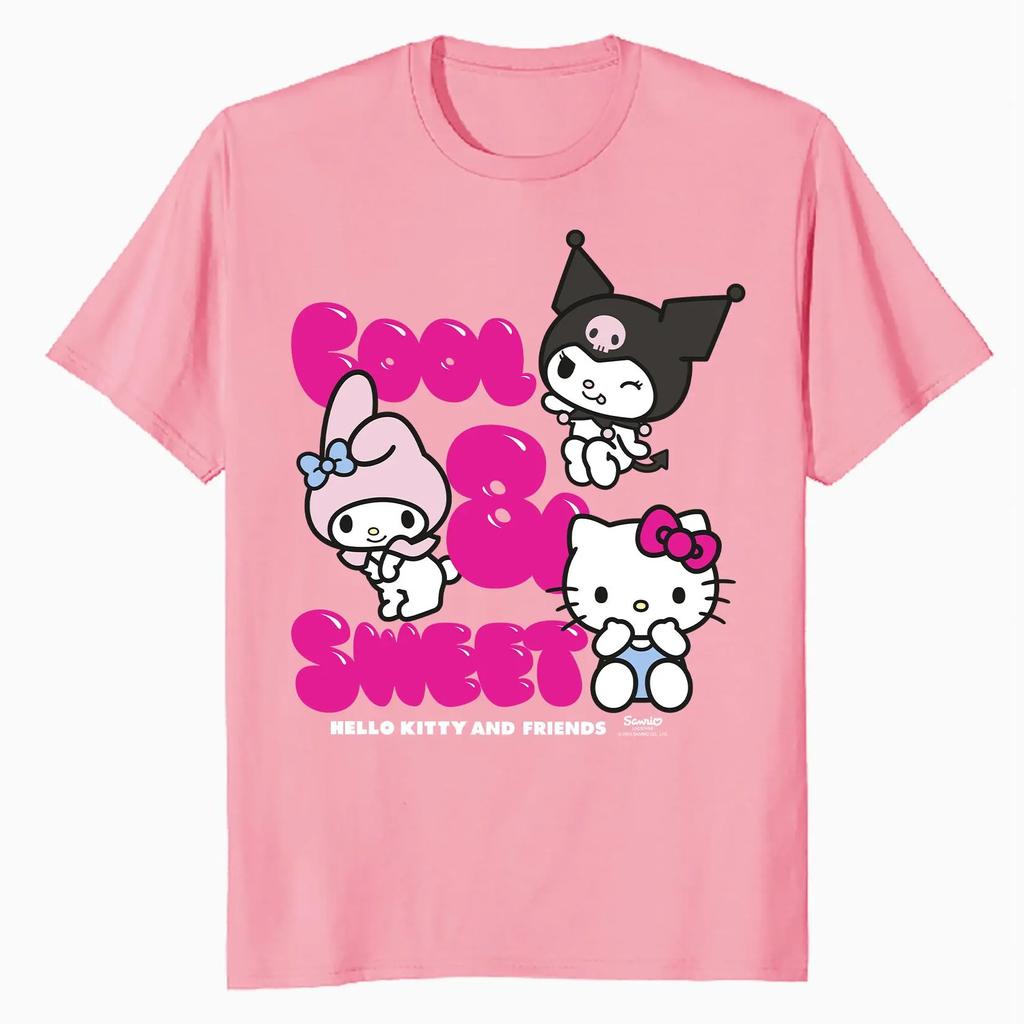 Hello Kitty The Mysterious Cat Blue Rose My Melody Tshirt Sweet Companion Pattern Tshirt Authentic Womens Shirt