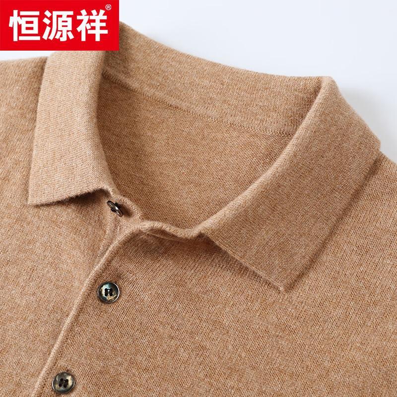 Hengyuanxiang Men's Cashmere Blend Polo Knit Sweater
