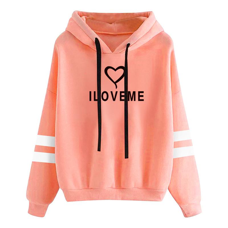 Autumn and winter long sleeved love printed hooded sweatshirt 6979