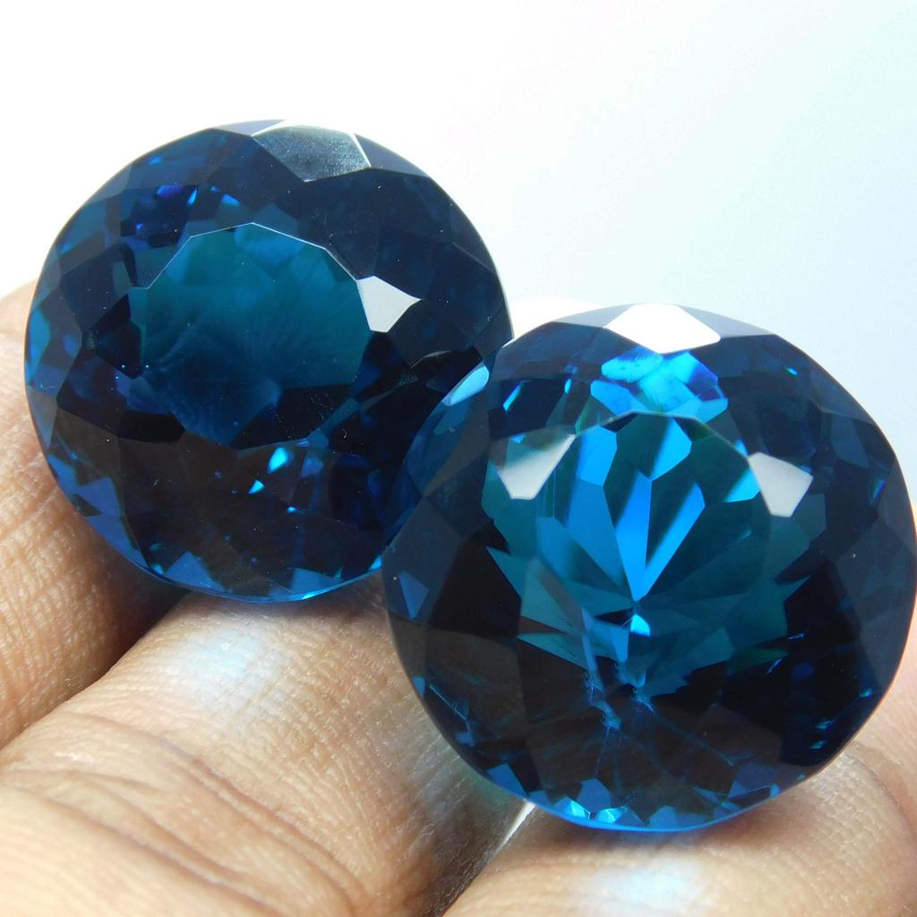 A+ CERTIFIED Blue Sapphire 55Ct Round Cut Loose Gemstone Pair for Jewelry Making