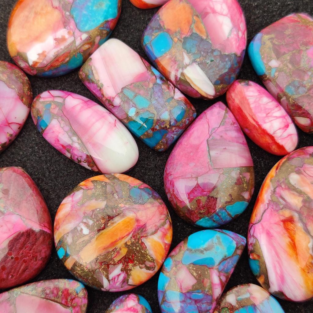 Pink Oyster Turquoise Cabochon, Oyster Turquoise Gemstone, Turquois Mix Lot, Turquoise Cabochon Gemstone.