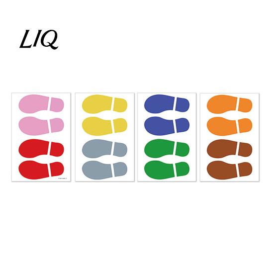 Early Education Floor Stickers 4 Sheets 8 Pairs Kids Shoes Decals, Colorful Footprint Adhesive Waterproof Stairway Directional PVC Step for Classroom