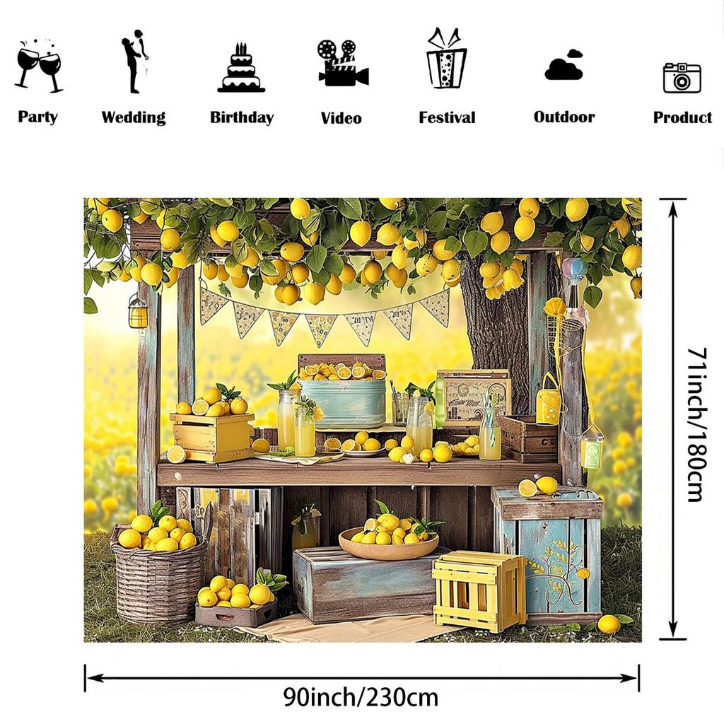 1 lemon water stall themed background banner, suitable for holiday party decoration, suitable for birthdays and weddings