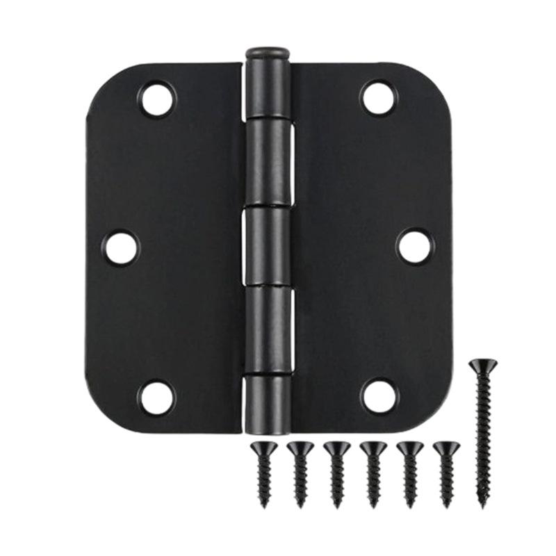 American Style 3.5 Inch Round Corner Casement Hinge for Indoor Wooden Doors 3*3 inch*2mm Matte Black 126g