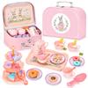 Dinosaurs Tea Party Set For Little Girls Pretend Teapot Set Princess Play Kitchen Plaything With Dessert Carrying Case Birthday Gifts