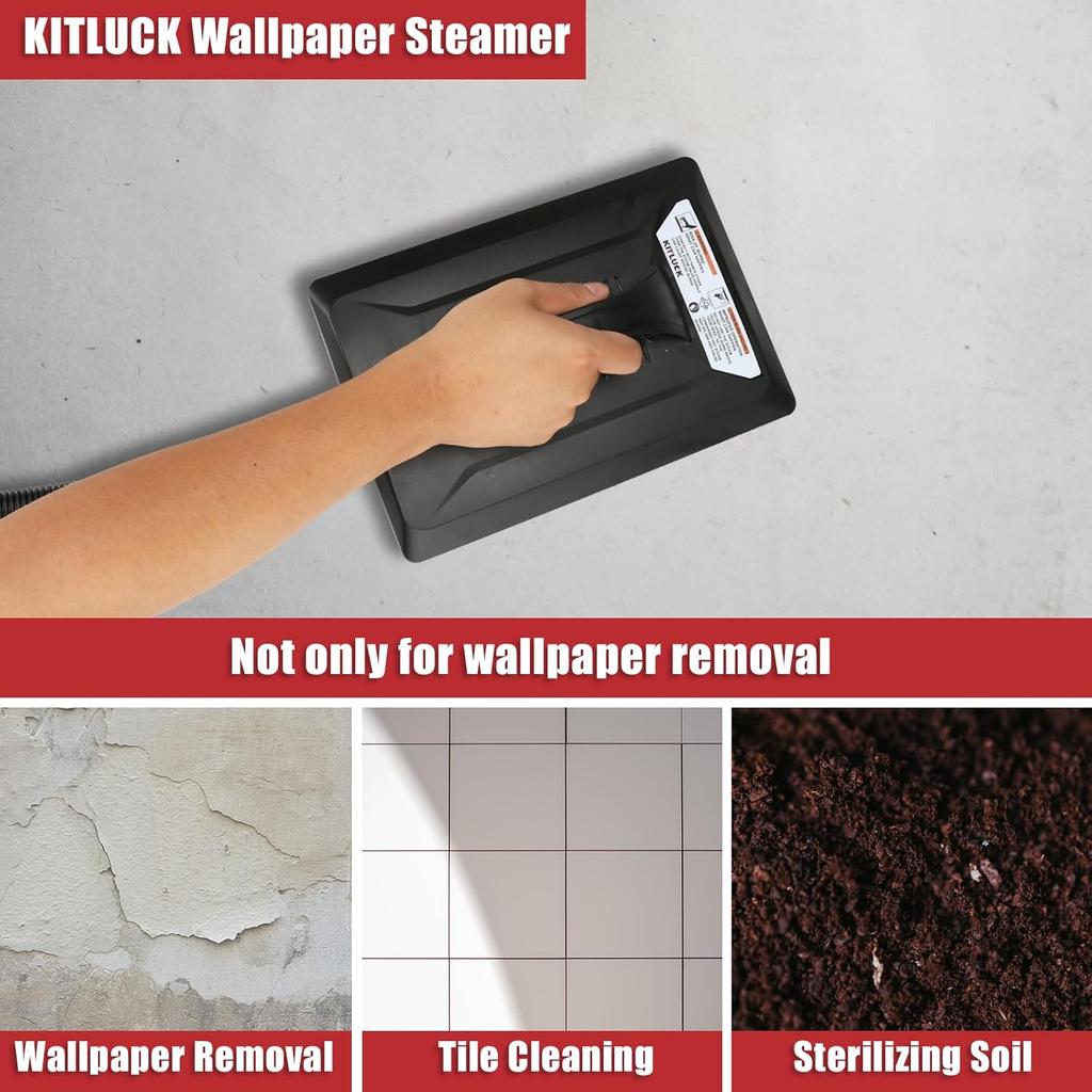 Tapetensteamer 1500W, Chemikalienfrei, 3,5m Schlauch, 4,5L Tank, Große Dampfplatte