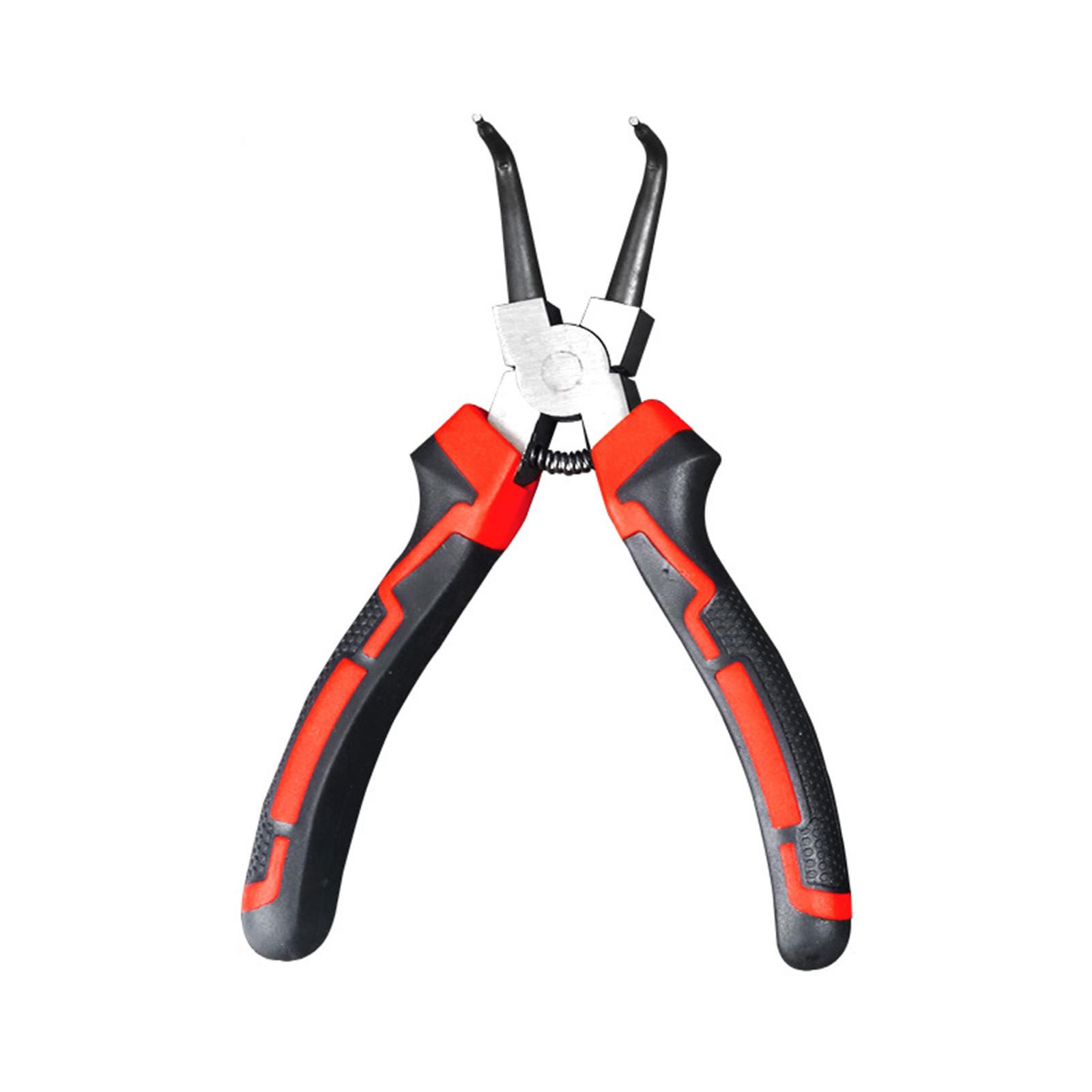 

7-дюймовые плоскогубцы для стопорных колец, плоскогубцы для стопорных колец для точных задач, отличающиеся прочностью, изготовленные из легированной стали и с эргономичной изогнутой головкой