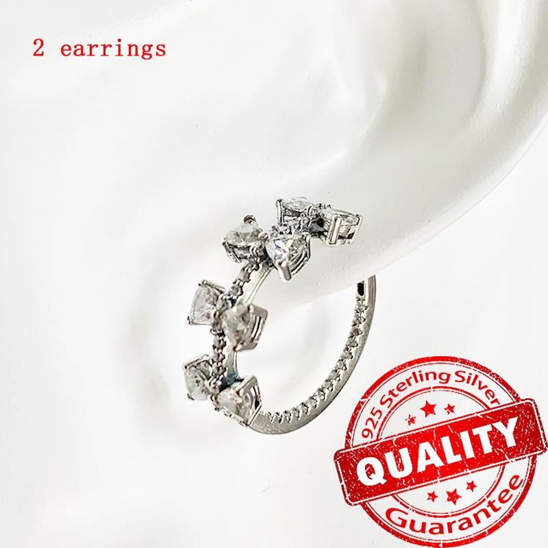 New Copper Sparkling Pink Bow Stud Earrings & Pavé Dangle Hoop Earrings For Girl Sweet Romantic Jewelry Gift