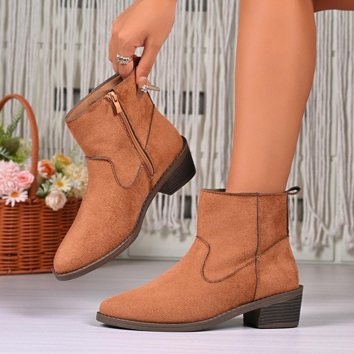 

Ботильоны на плоской подошве с круглым носком женские 2025 осень и зима внешнеторговые британские ботинки Мартин на среднем каблуке матовые ботильоны wish source 43 коричневый