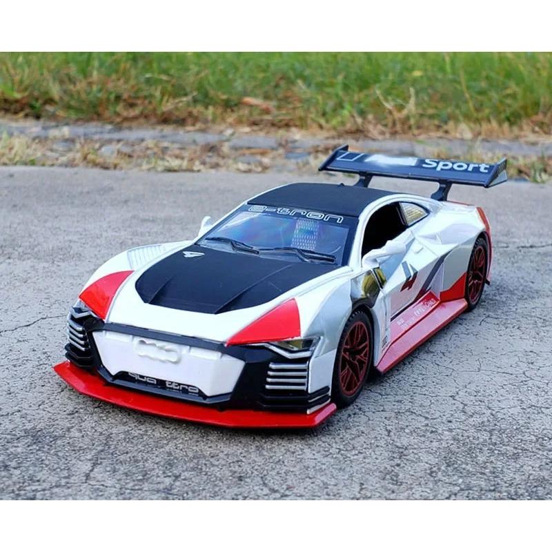 1/32 Scale Alloy E-tron Concept Racing Car Model Toy Die Cast Pull Back Sound Light Sports Vehicle Toys for Gifts