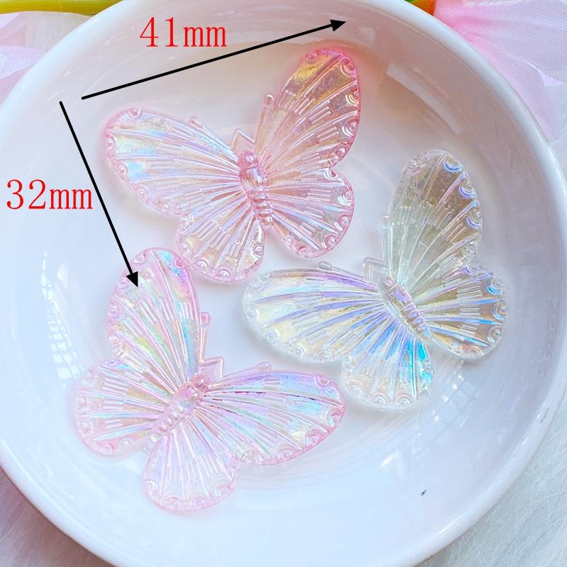 10Pcs New Cute Small AB Plated Butterfly Flat Back Resin Cabochons Scrapbooking DIY Jewelry Craft Decoration Accessorie