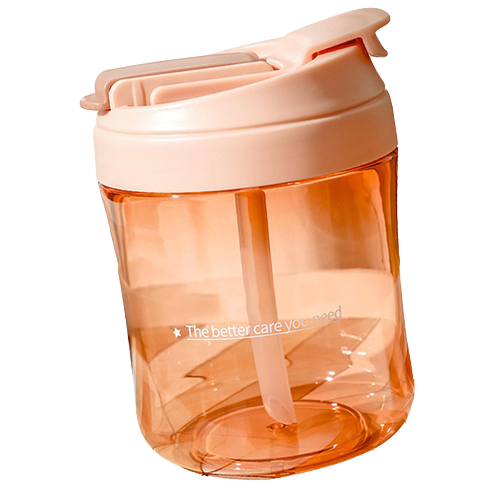 Plastic Water Bottle With Straw Portable Cute Pot Belly Bottle for Hiking Walking Outdoor Sports Peach Pink