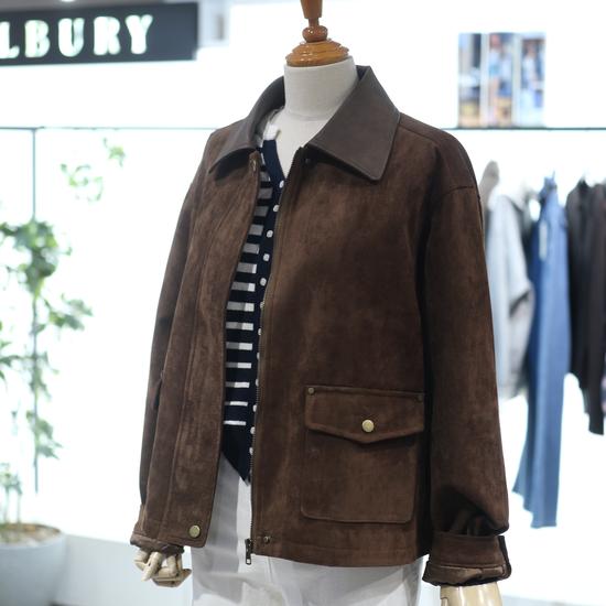 The Tilleberry Leather Collar Faux Suede Jacket NCMTR9M0JK06W