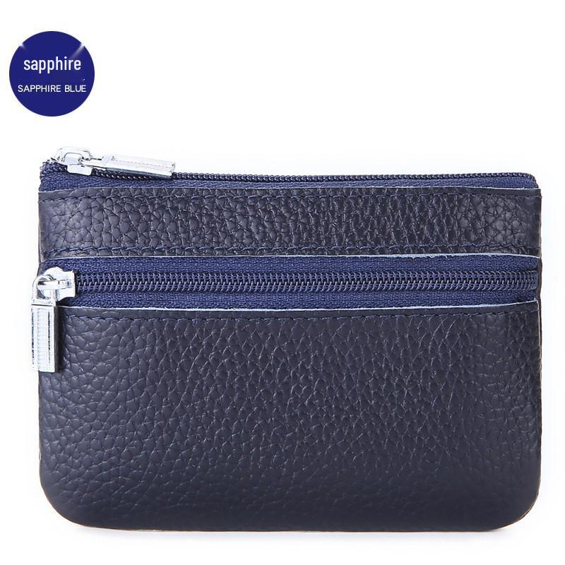 Portmonetka na monety i etui na klucze z licowej skóry bydlęcej w stylu koreańskim, zapinane na zamek